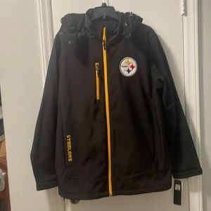 Steeler’s coat, black, fleece lined, removable hood, NFL licensed, NWT